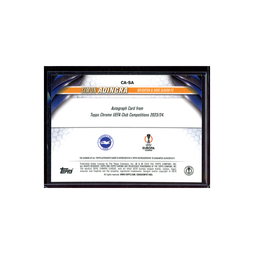 Simon Adingra 2023-24 Topps Chrome UCC Soccer Auto