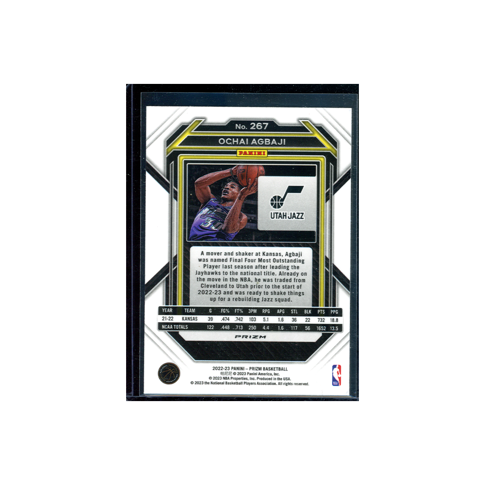 Ochai Agbaji 2022-23 Panini Prizm Basketball Blue Wave Prizm Rookie