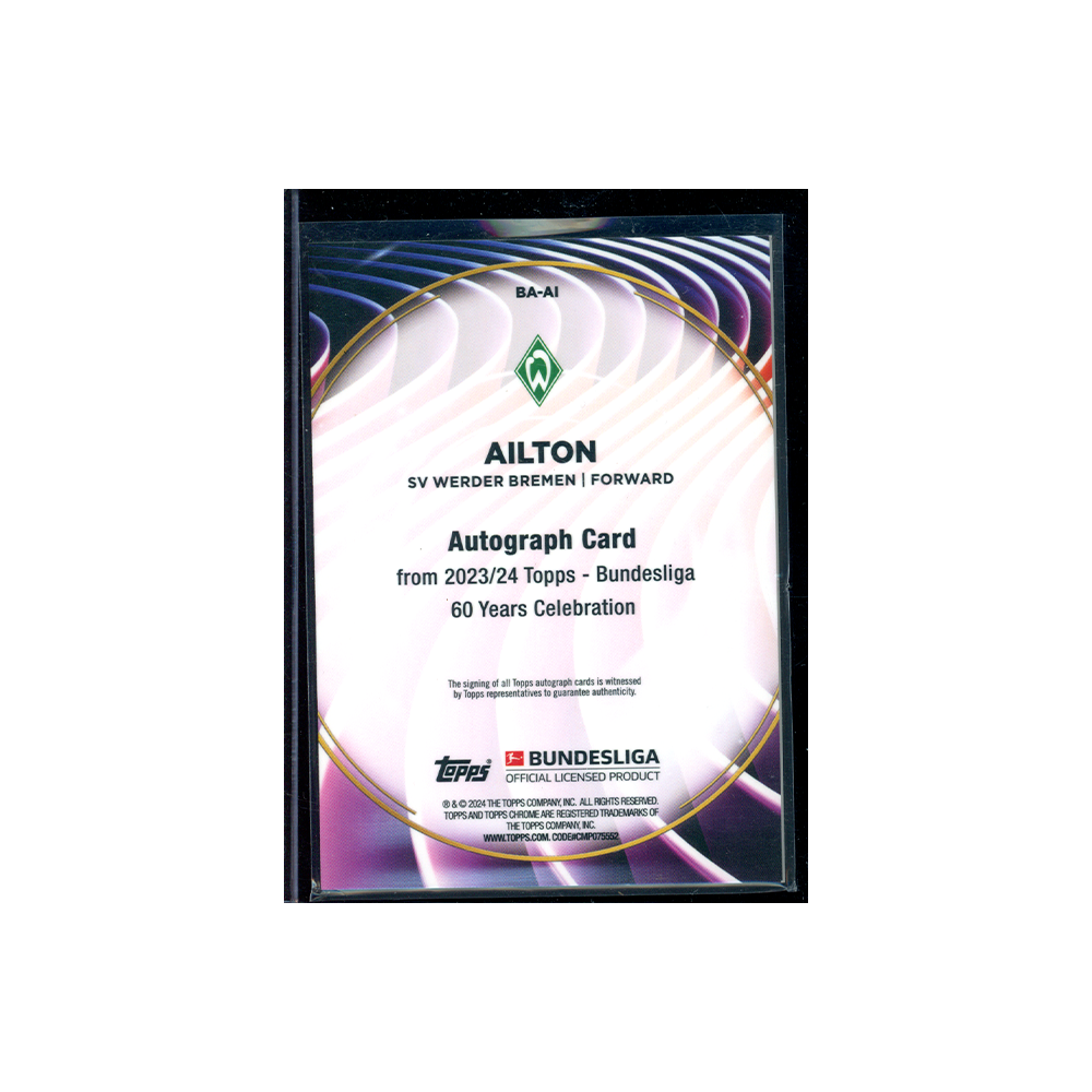 Ailton 2023-24 Topps 60 Years of Bundesliga Soccer Gold Auto /50
