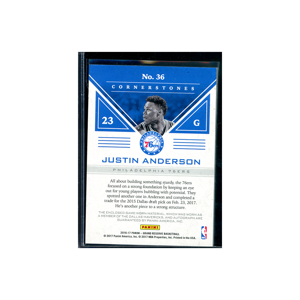 Justin Anderson 2016-17 Panini Grand Reserve Basketball Cornerstones Patch Auto /10