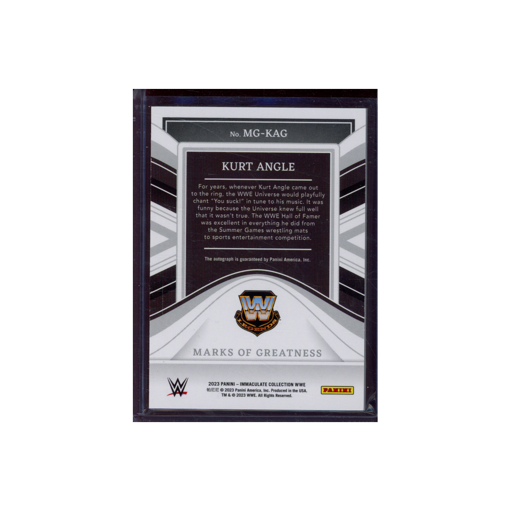 Kurt Angle 2023 Panini Immaculate Collection WWE Marks of Greatness Auto /99