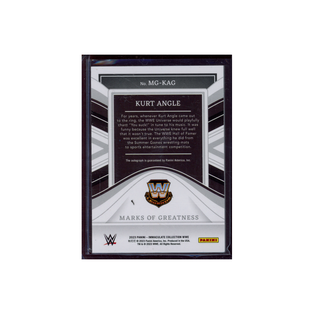 Kurt Angle 2023 Panini Immaculate Collection WWE Marks of Greatness Auto /99