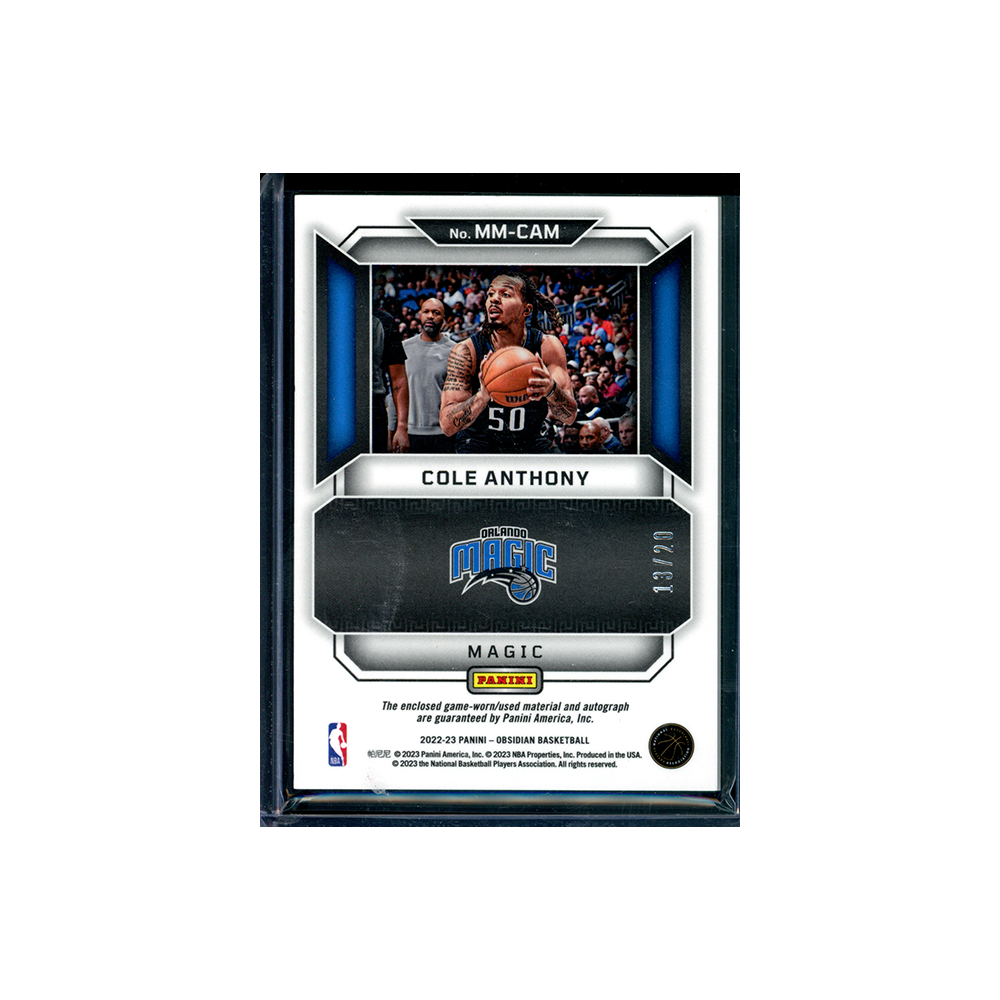 Cole Anthony 2022-23 Panini Obsidian Basketball Matrix Material Patch Auto Green /20