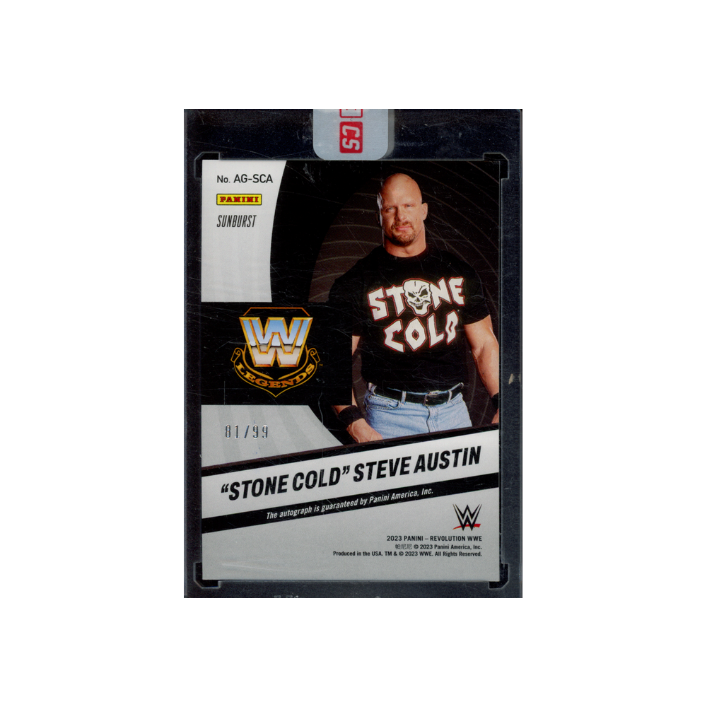 Stone Cold Steve Austin 2023 Panini Revolution WWE Sunburst Auto /99