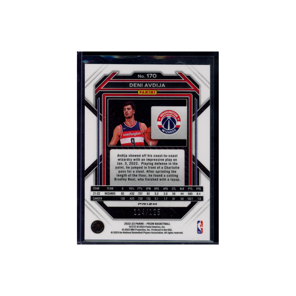 Deni Avdija 2022-23 Panini Prizm Basketball Blue Ice /125