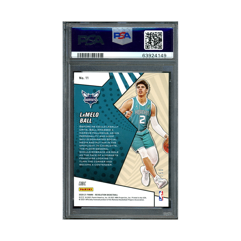 LaMelo Ball 2020 Panini Revolution Basketball Rookie Revolution Cubic /50 PSA 10