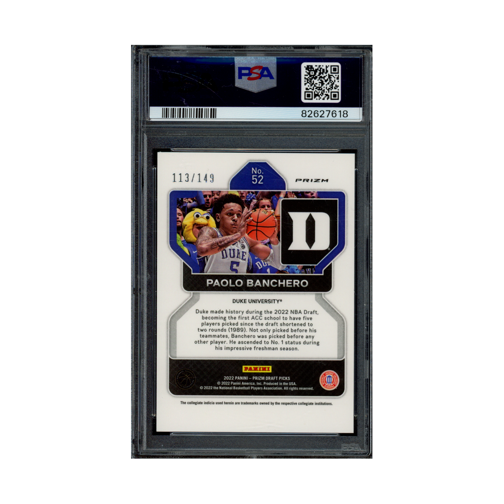 Paolo Banchero 2022 Panini Prizm Draft Picks Purple Ice Prizm Rookie PSA 10