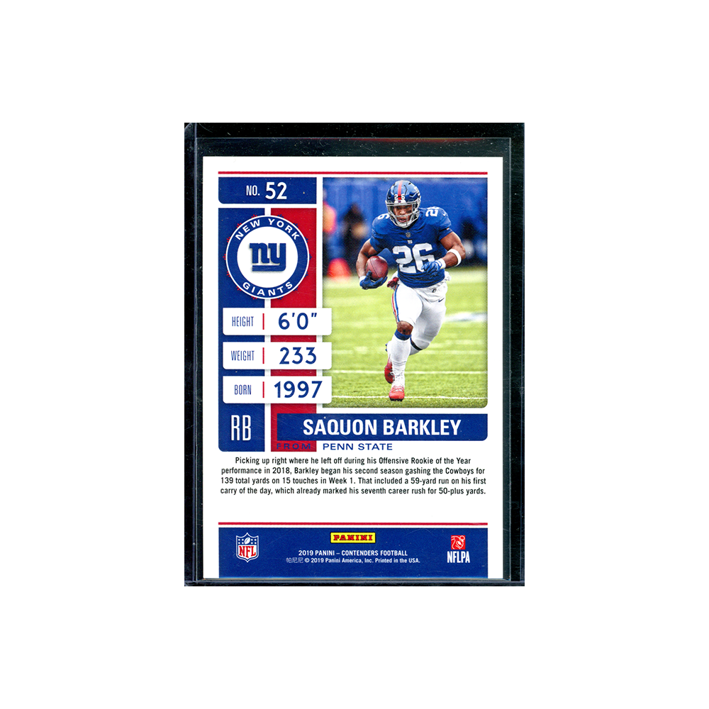 Saquon Barkley 2019 Panini Contenders Football Season Ticket Red