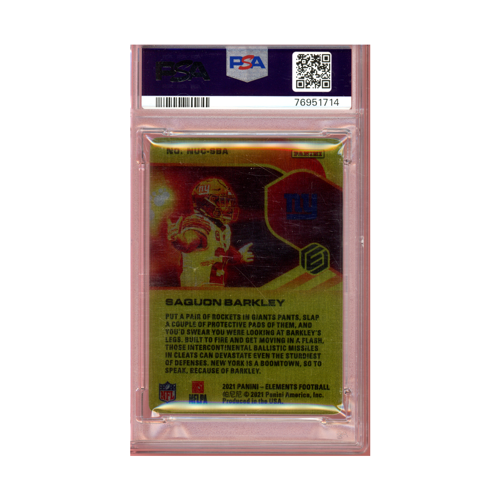 Saquon Barkley 2021 Panini Elements Football Nuclear PSA 8