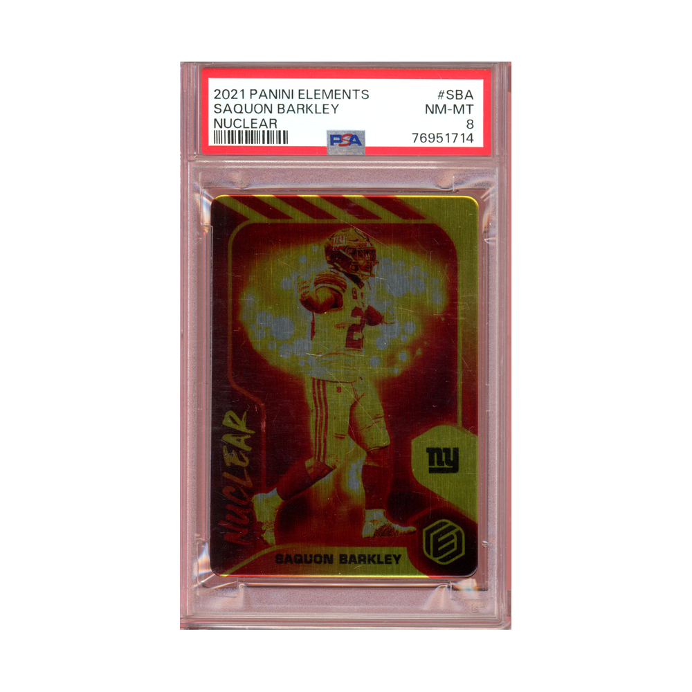 Saquon Barkley 2021 Panini Elements Football Nuclear PSA 8