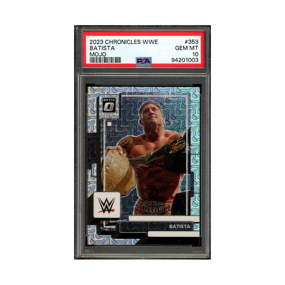 Batista 2023 Panini Chronicles Donruss Optic WWE Mojo /25 PSA 10
