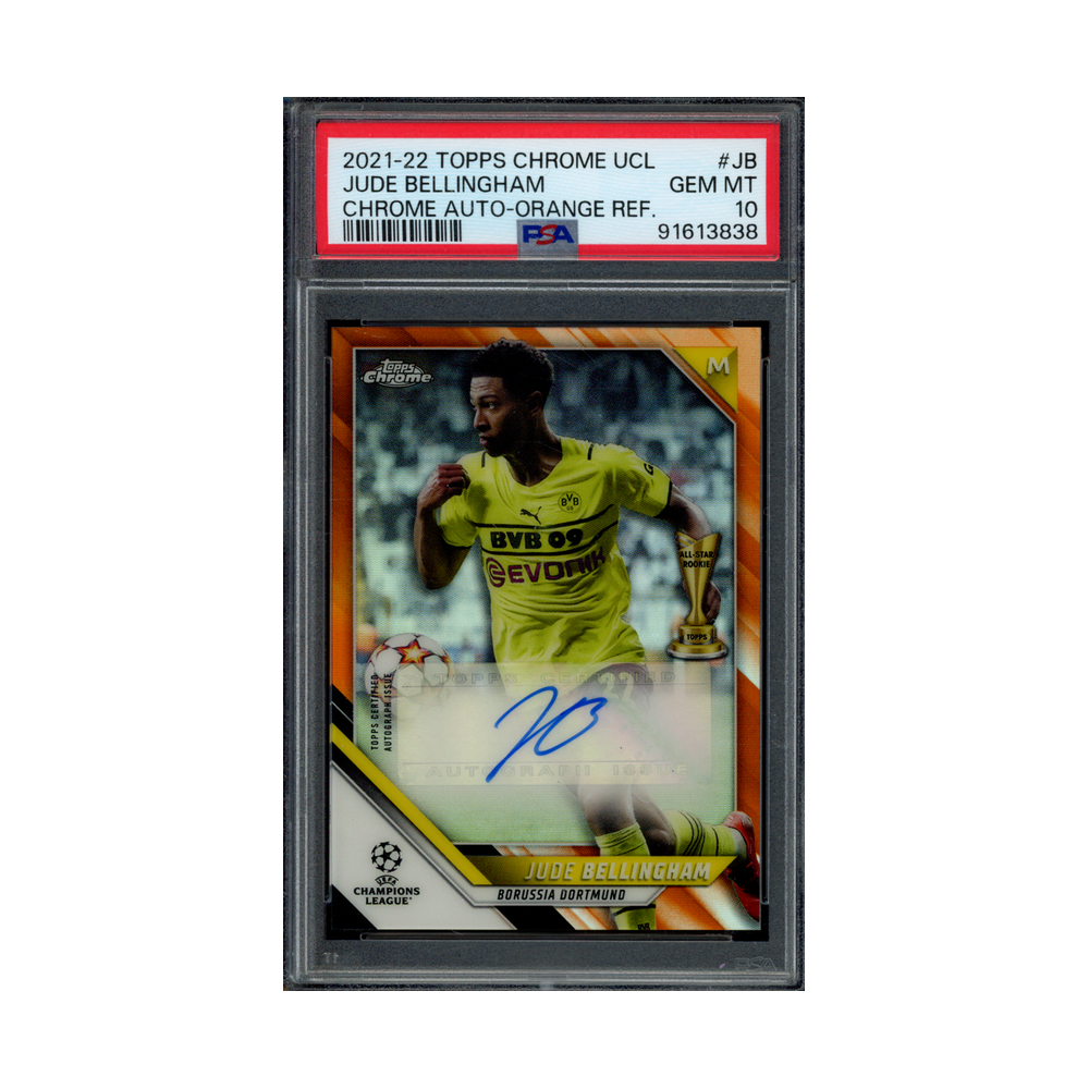 Jude Bellingham 2021-22 Topps Chrome UCL Auto Orange Refractor /25 PSA 10