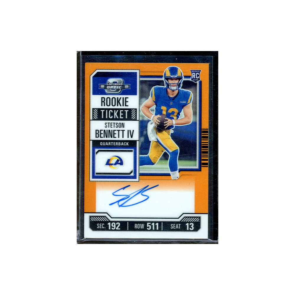 Stetson Bennett IV 2023 Panini Contenders Optic Football Rookie Ticket Orange On-Card Auto /50