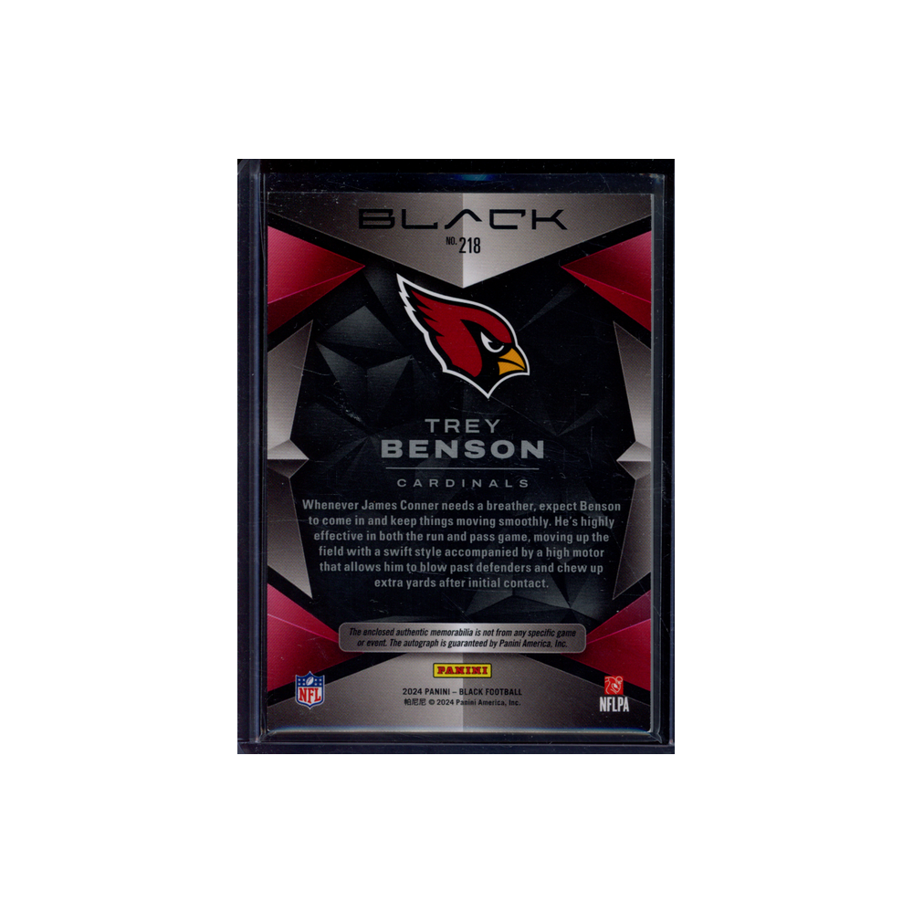 Trey Benson 2024 Panini Black Football Rookie Patch Auto /150