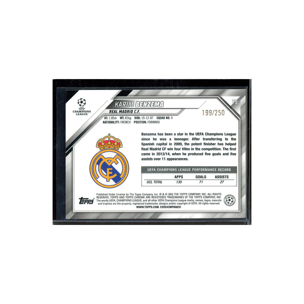 Karim Benzema 2021-22 Topps Chrome UCL Soccer Purple /250