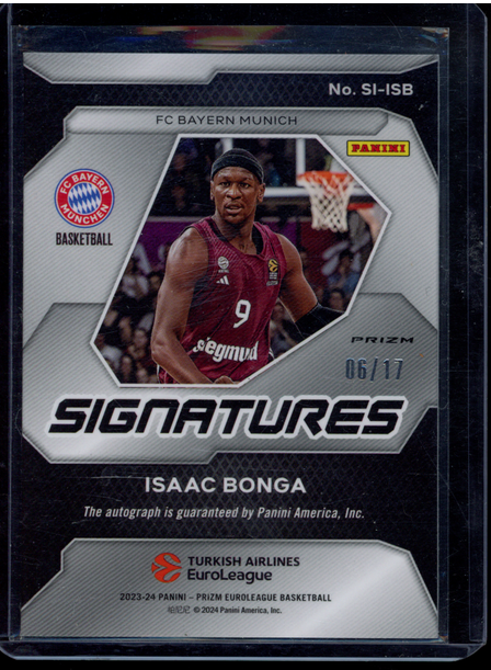 Isaac Bonga 2023-24 Panini Prizm Euroleague Basketball Auto Green /17