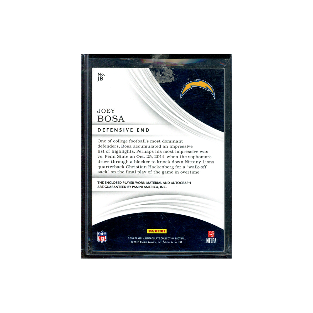 Joey Bosa 2016 Panini Immaculate Collection Football Patch On-Card Auto /49