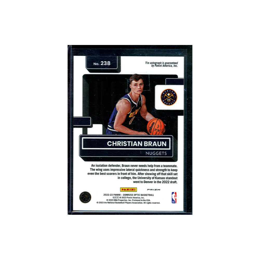 Christian Braun 2022-23 Panini Donruss Optic Basketball Rated Rookie Auto Holo