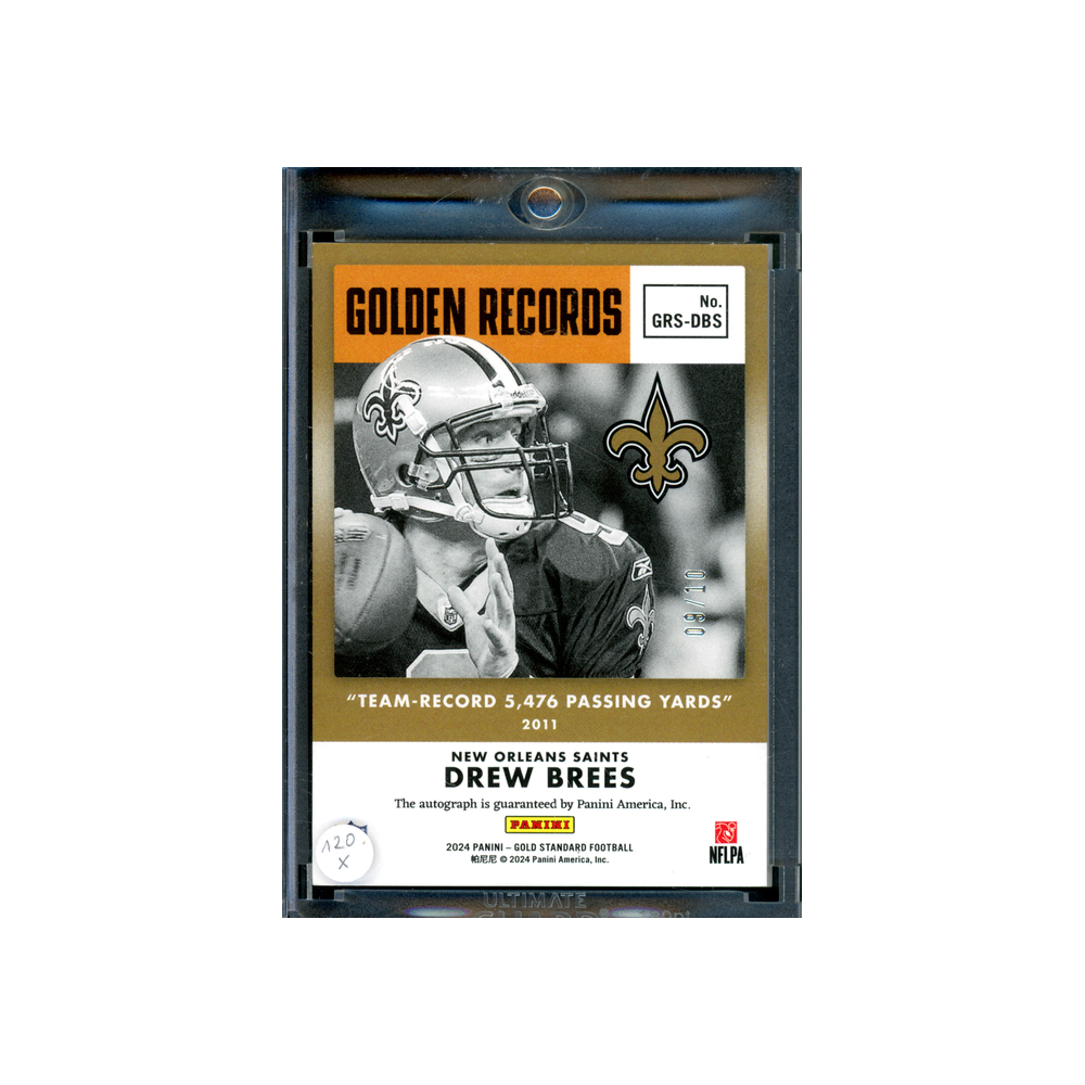 Drew Brees 2024 Panini Gold Standard Football Golden Records Signatures Auto /10