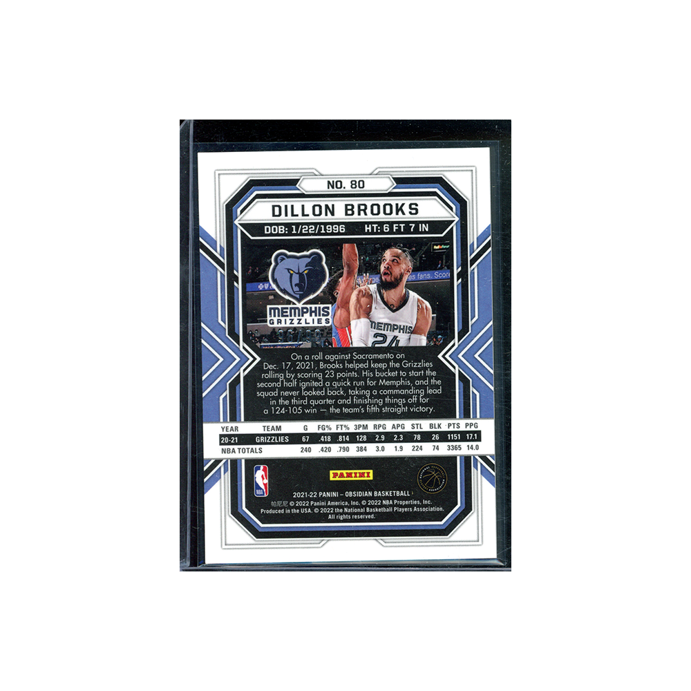 Dillon Brooks 2021-22 Panini Obsidian Basketball Red Gold /99