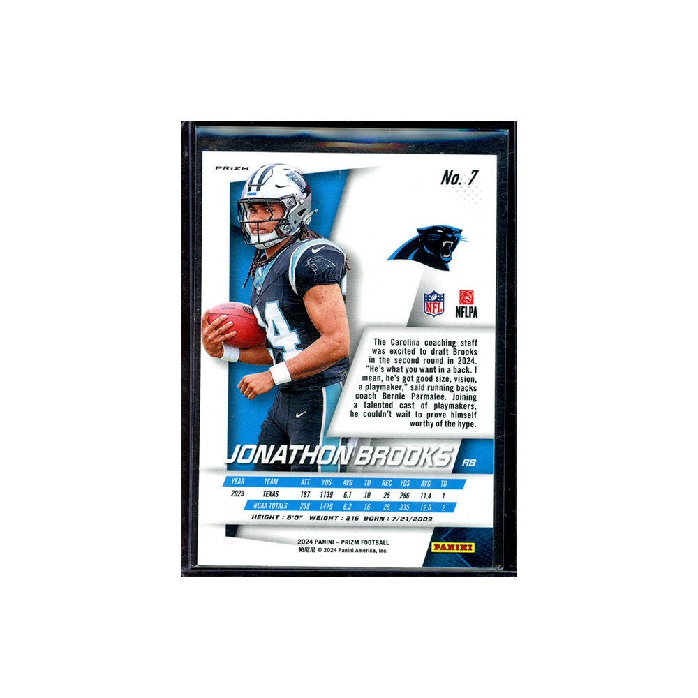 Jonathon Brooks 2024 Panini Prizm Football Rookie Flashback Silver