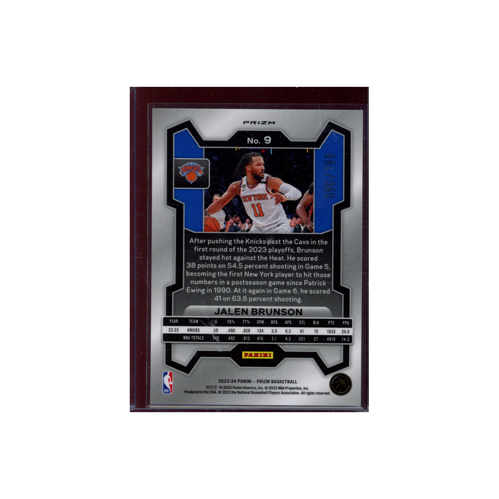 Jalen Brunson 2023-24 Panini Prizm Basketball Blue /199