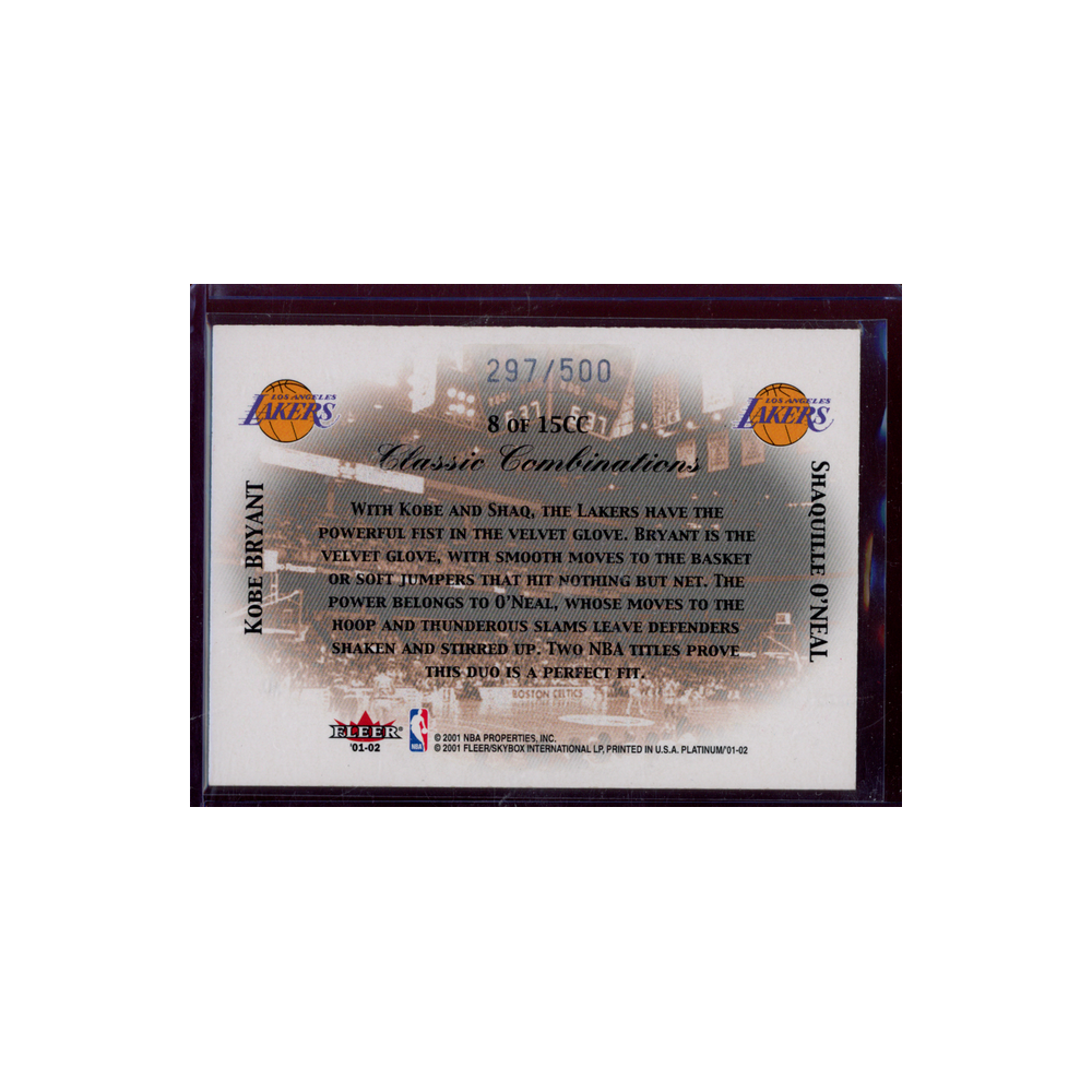 Kobe Bryant/Shaquille O'Neal 2001 Fleer Platinum Classic Combinations /500