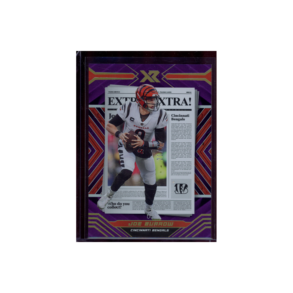 Joe Burrow 2022 Panini XR Football Extra! Extra! Purple /25