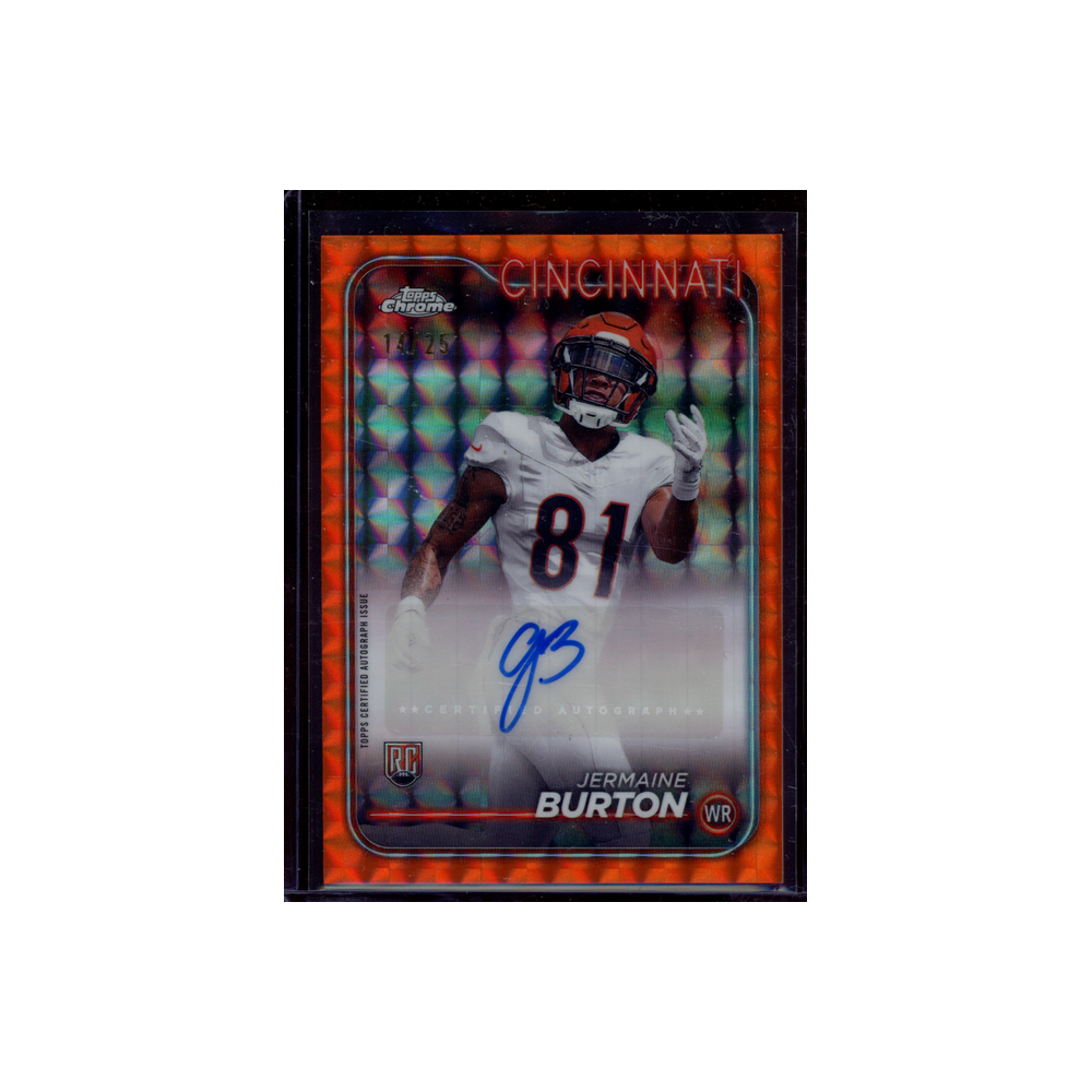 Jermaine Burton 2024 Topps Chrome Football Rookie Orange Auto /25