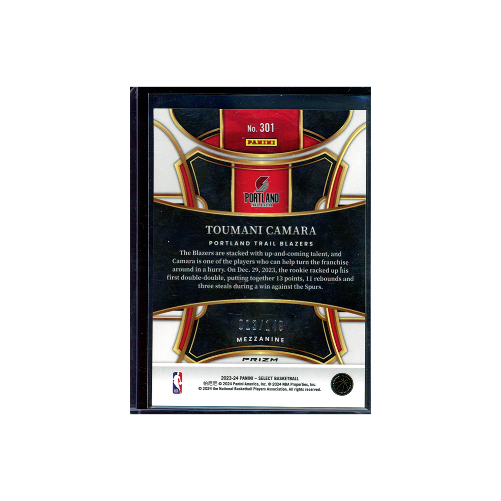 Toumani Camara 2023-24 Panini Select Basketball White Mezzanine Rookie /149