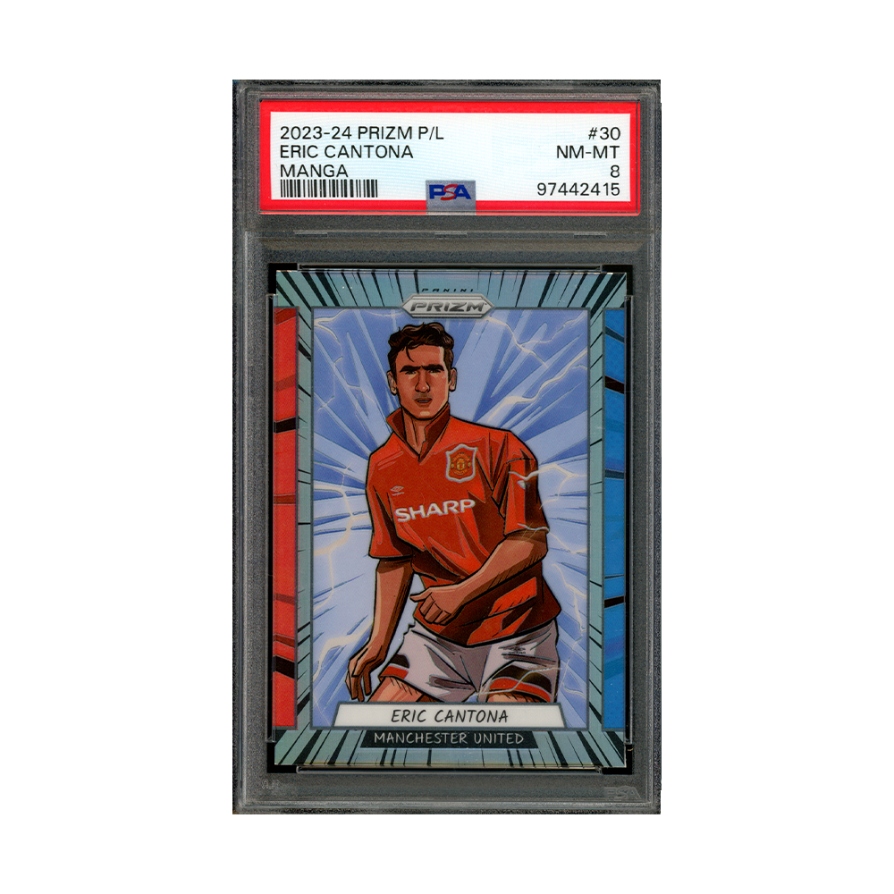 Eric Cantona 2023-24 Panini Prizm PL Manga PSA 8