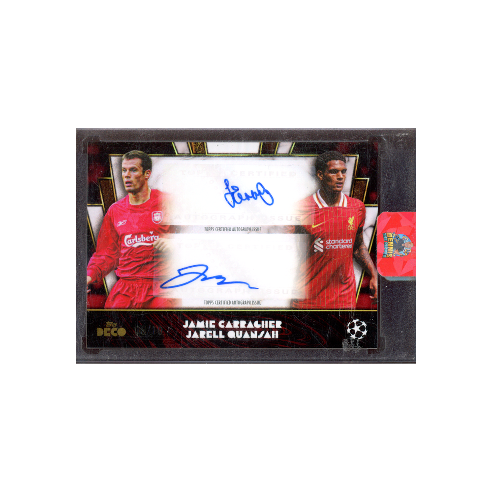 Jamie Carragher Jarell Quansah 2024 Topps Deco Then & Now Dual Auto /10