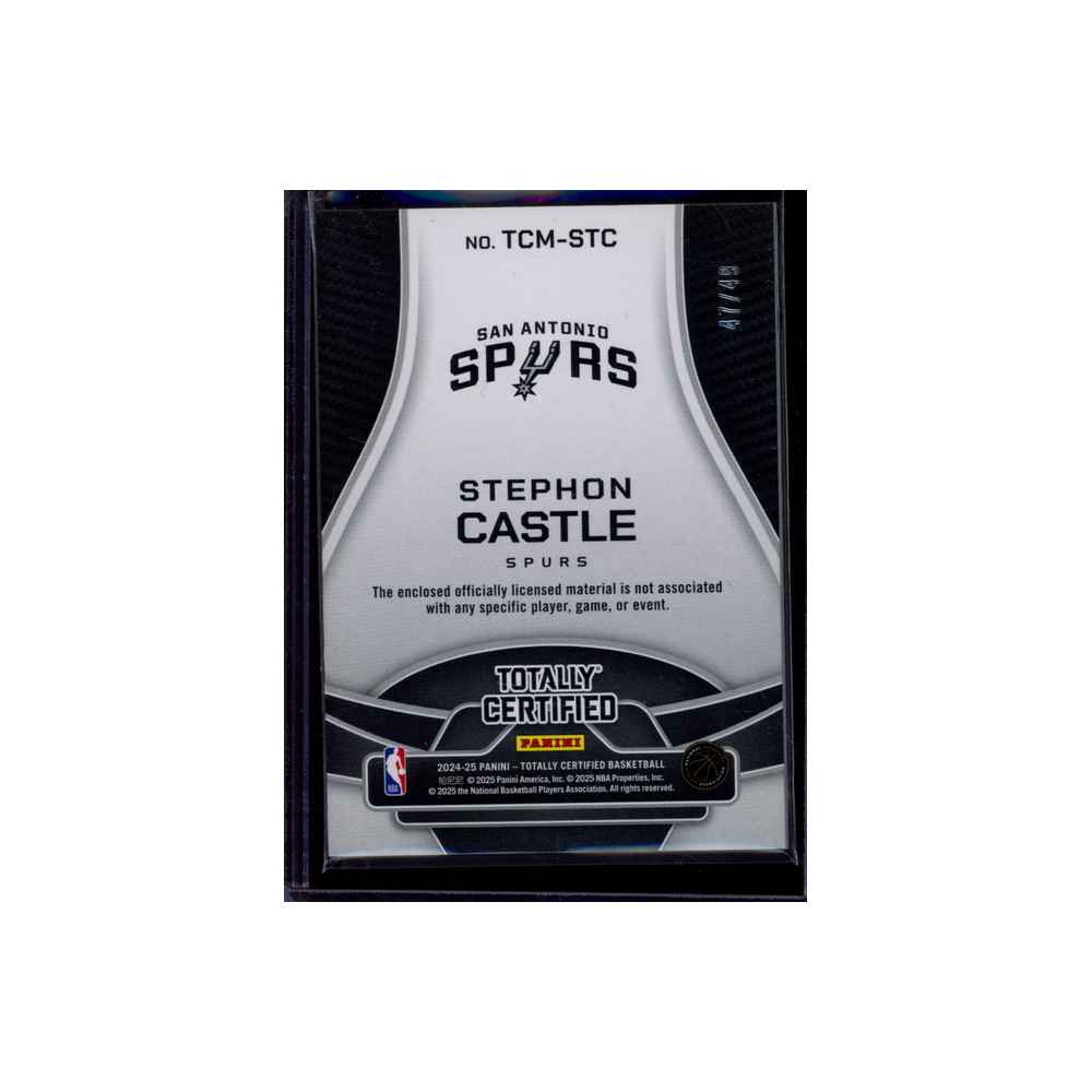 Stephon Castle 2024-25 Panini Totally Certified Basketball Rookie Relic /49