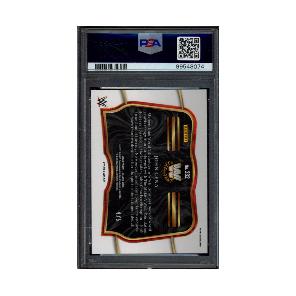 John Cena 2023 Panini Select WWE Green Prizm Ringside /5 PSA 10