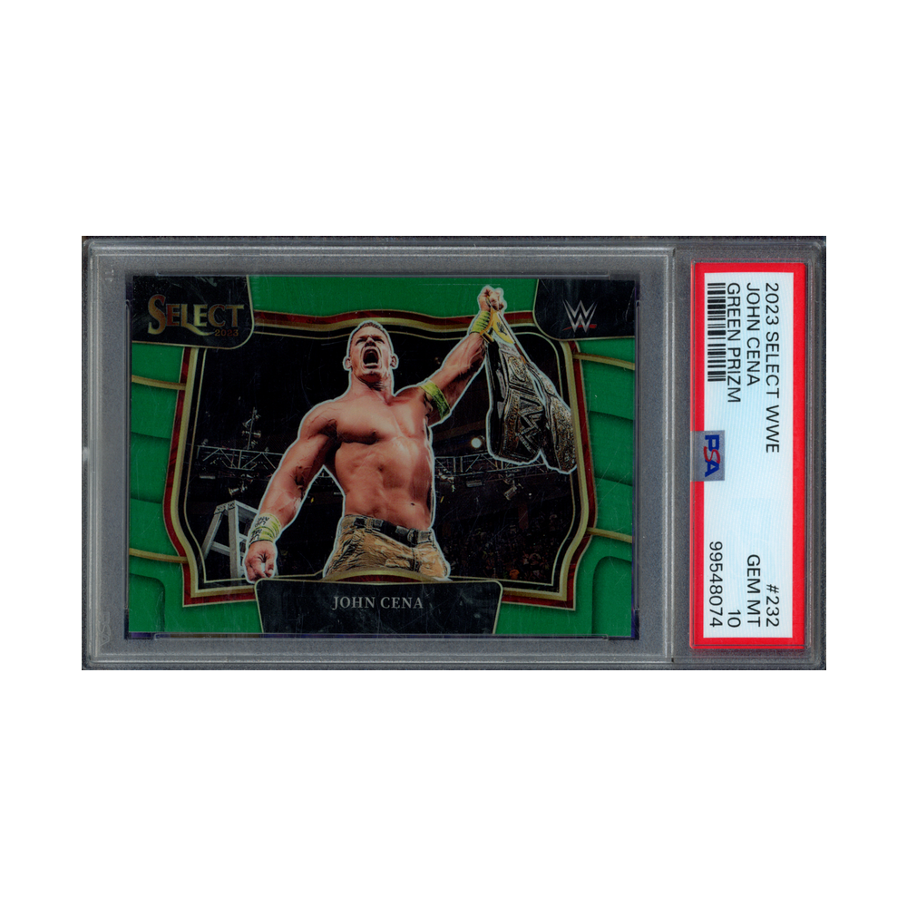 John Cena 2023 Panini Select WWE Green Prizm Ringside /5 PSA 10