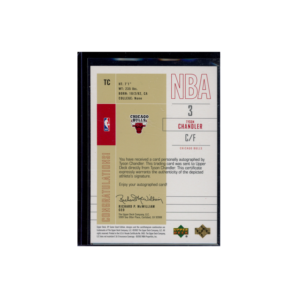 Tyson Chandler 2002-03 Upper Deck SP Game Used Auto /50