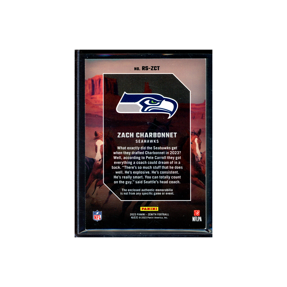 Zach Charbonnet 2023 Panini Zenith Football Rookie Stallions Jersey