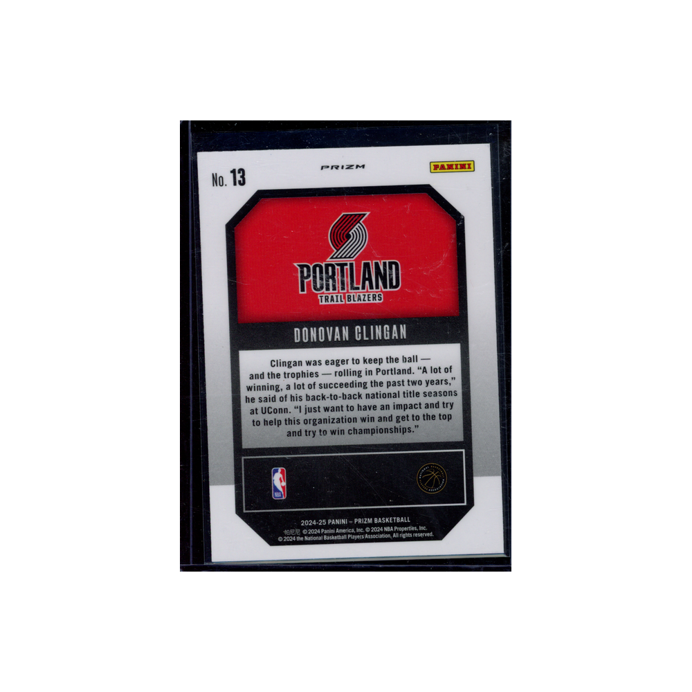Donovan Clingam 2024-25 Panini Prizm Basketball Rookie Emergent Green