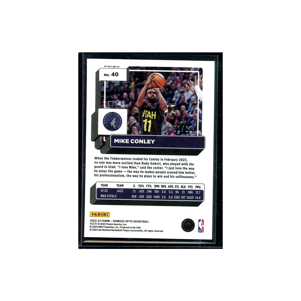 Mike Conley 2022-23 Panini Donruss Optic Basketball Gold Wave /10