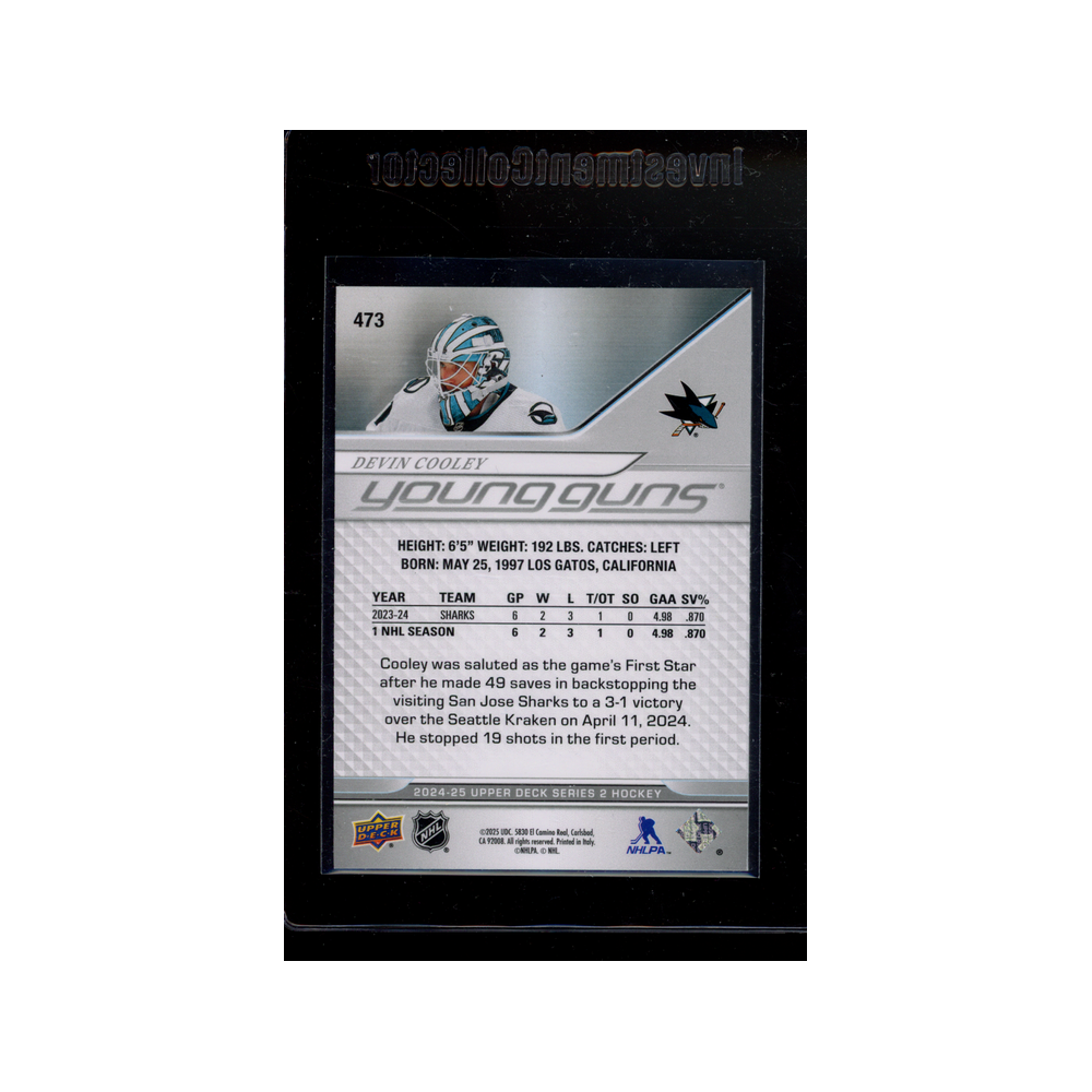Devin Cooley 2024-25 Upper Deck Series 2 Hockey Young Guns /100