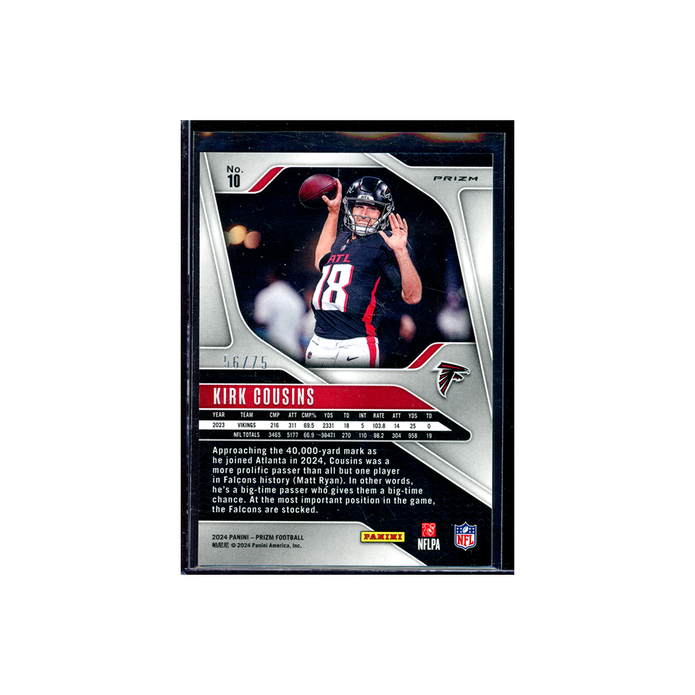 Kirk Cousins 2024 Panini Prizm Football Green Scope /75