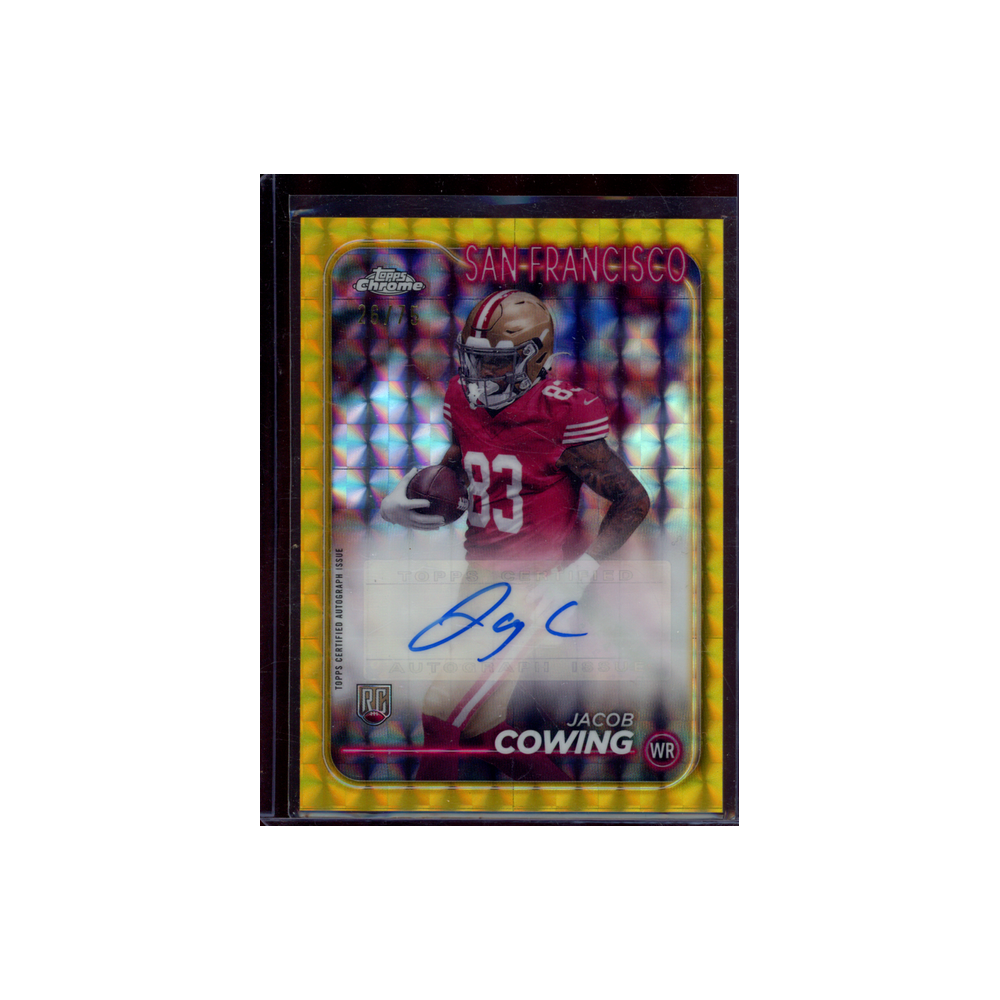 Jacob Cowing 2024 Topps Chrome Football Rookie Auto Yellow /75
