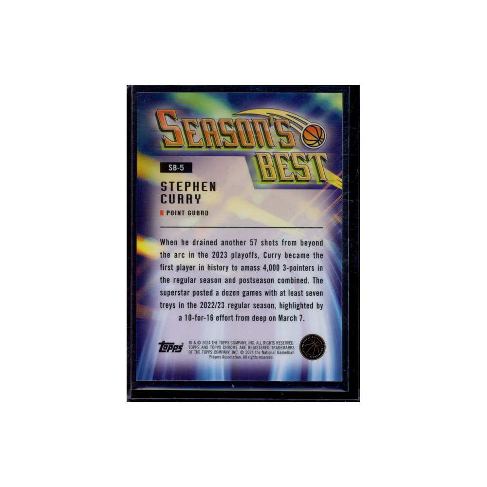 Stephen Curry 2024 Topps Chrome Basketball Season's Best Purple Geometric