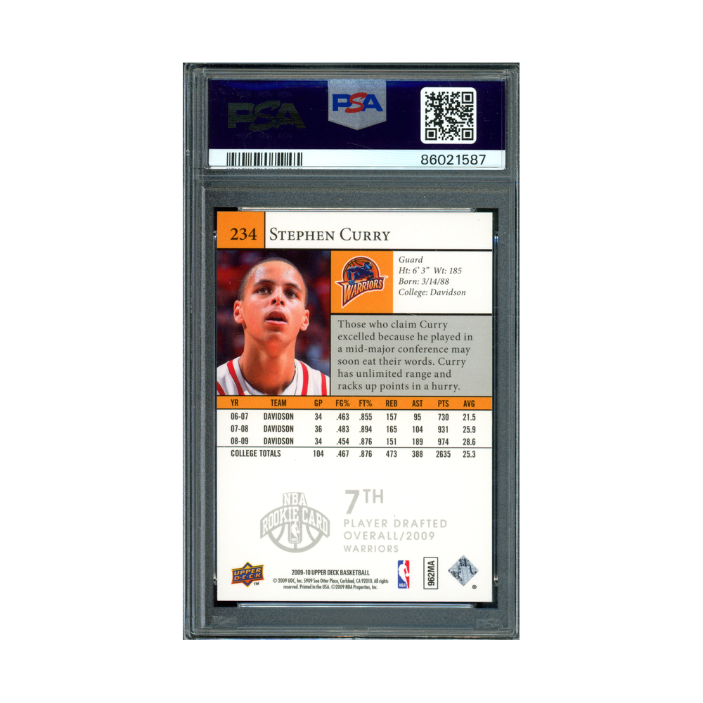 Stephen Curry 2009 Upper Deck Star Rookies PSA 9
