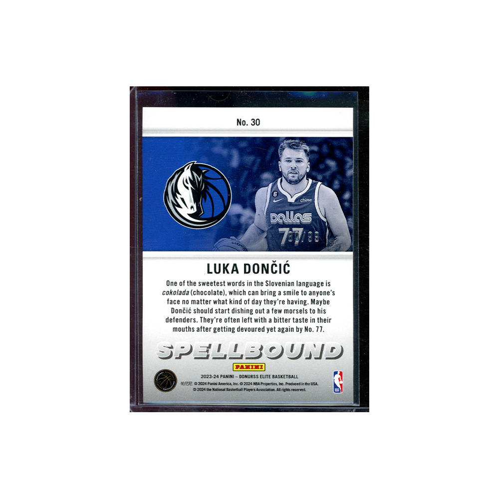 Luka Doncic 2023-24 Panini Donruss Elite Basketball Spellbound Blue 'C' /99