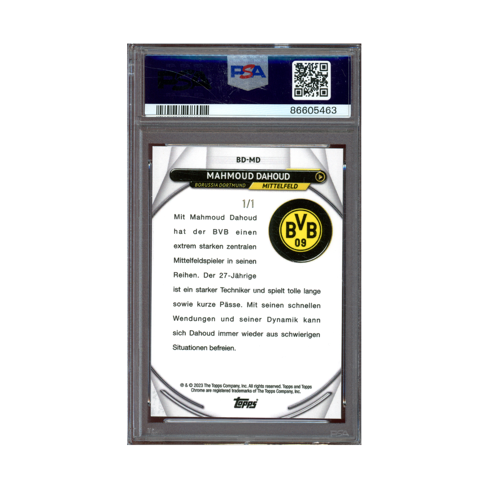Mahmoud Dahoud 2022-23 Topps Chrome BVB Superfractor 1/1 PSA 9