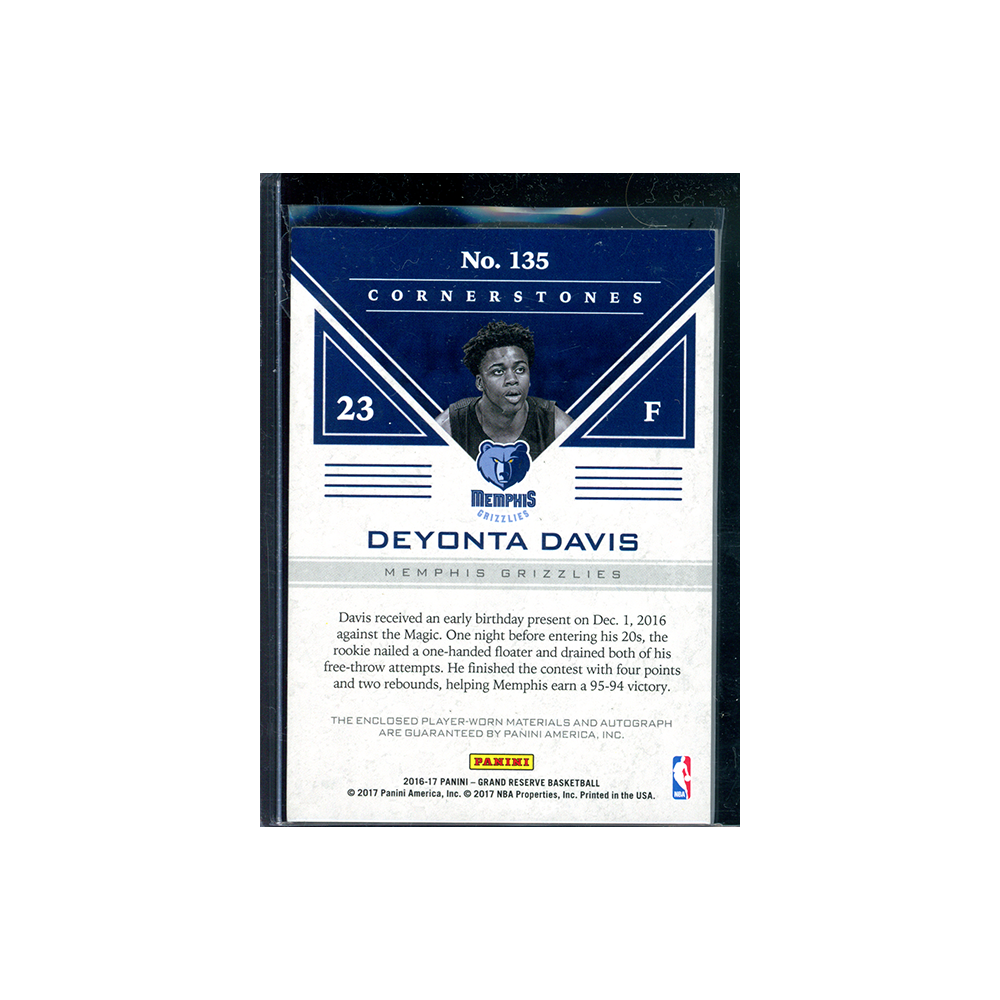 Deyonta Davis 2016-17 Panini Grand Reserve Basketball Cornerstones RPA /25