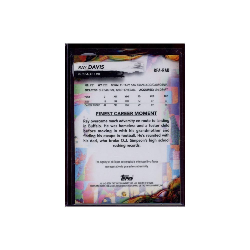 Ray Davis 2024 Topps Finest Football Rookie Auto