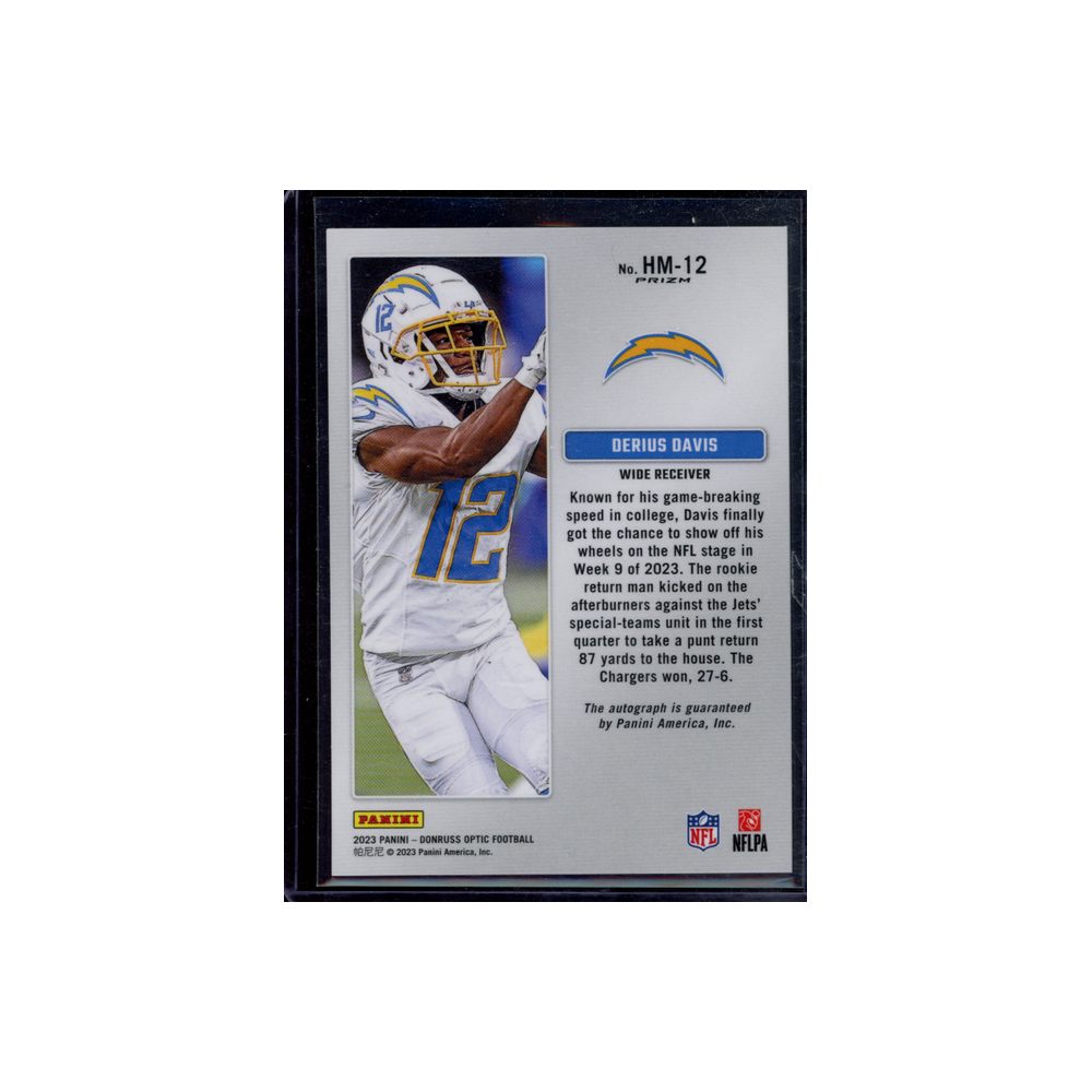 Derius Davis 2023 Panini Donruss Optic Football Hash Marks Rookie Auto