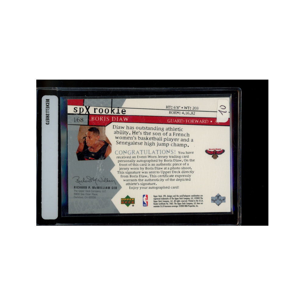 Boris Diaw 2003-04 Upper Deck SPX Rookie Jersey Auto /1999